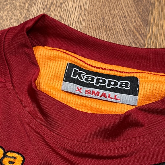 Vintage Y2K Kappa AS Roma Burgundy Red Training Soccer Jersey Mens XS - Picture 6 of 13